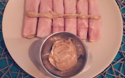 Padlizsánkrémes sonkatekercs